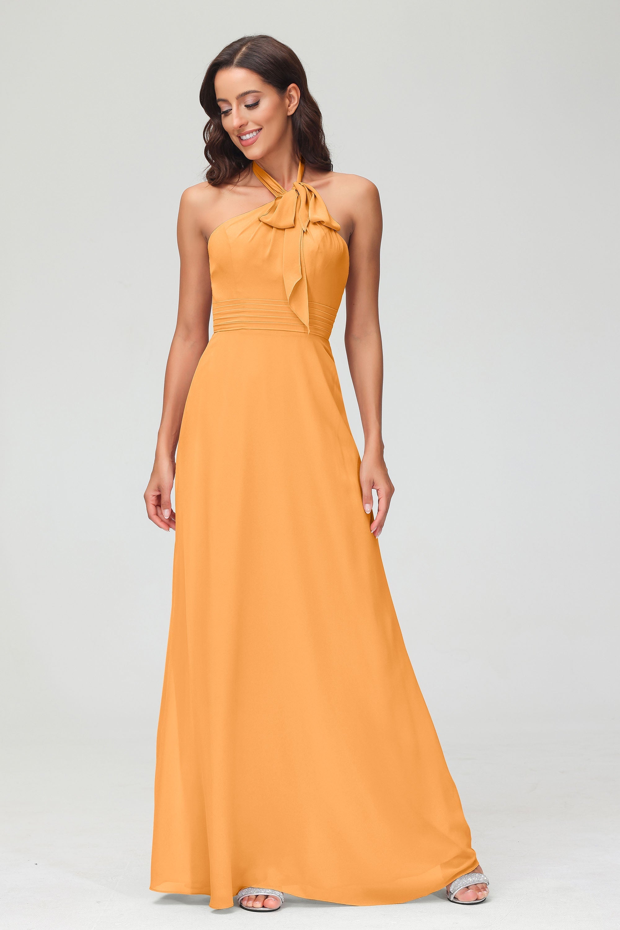 A Line Halter Chiffon Bridesmaid Dresses Women's Formal Evening Prom Dress Gowns