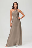 A Line Halter Chiffon Bridesmaid Dresses Women's Formal Evening Prom Dress Gowns