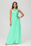 A Line Halter Chiffon Bridesmaid Dresses Women's Formal Evening Prom Dress Gowns