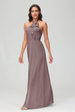 A Line Halter Chiffon Bridesmaid Dresses Women's Formal Evening Prom Dress Gowns