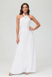 A Line Halter Chiffon Bridesmaid Dresses Women's Formal Evening Prom Dress Gowns