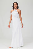 A Line Halter Chiffon Bridesmaid Dresses Women's Formal Evening Prom Dress Gowns