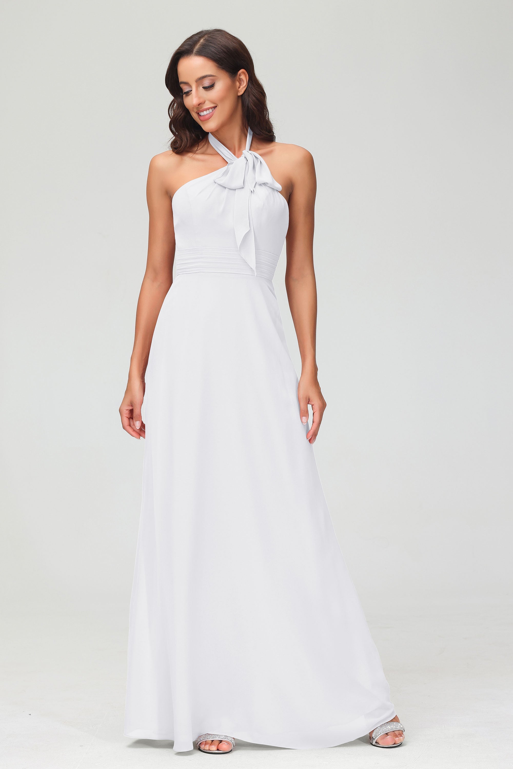 A Line Halter Chiffon Bridesmaid Dresses Women's Formal Evening Prom Dress Gowns