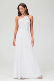 A Line Halter Chiffon Bridesmaid Dresses Women's Formal Evening Prom Dress Gowns