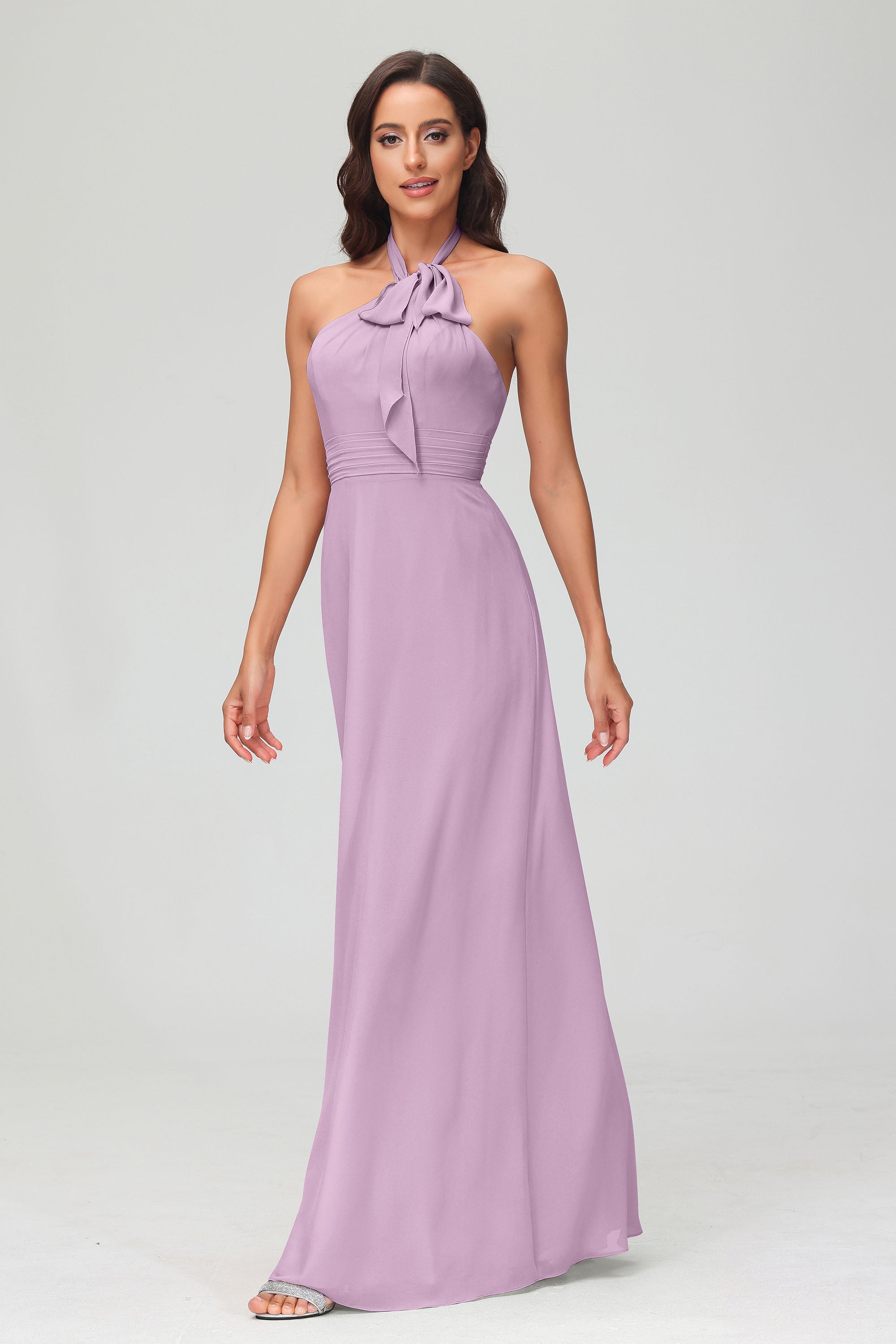 A Line Halter Chiffon Bridesmaid Dresses Women's Formal Evening Prom Dress Gowns