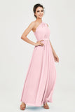One Shoulder Chiffon Bridesmaid Dress Floor Length Ruched A Line Formal Evening Prom Gowns