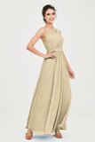 One Shoulder Chiffon Bridesmaid Dress Floor Length Ruched A Line Formal Evening Prom Gowns