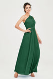 One Shoulder Chiffon Bridesmaid Dress Floor Length Ruched A Line Formal Evening Prom Gowns