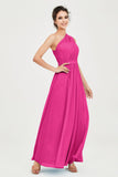 One Shoulder Chiffon Bridesmaid Dress Floor Length Ruched A Line Formal Evening Prom Gowns