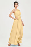 One Shoulder Chiffon Bridesmaid Dress Floor Length Ruched A Line Formal Evening Prom Gowns