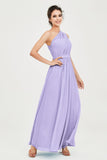 One Shoulder Chiffon Bridesmaid Dress Floor Length Ruched A Line Formal Evening Prom Gowns