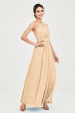 One Shoulder Chiffon Bridesmaid Dress Floor Length Ruched A Line Formal Evening Prom Gowns