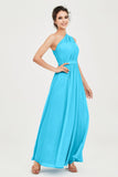 One Shoulder Chiffon Bridesmaid Dress Floor Length Ruched A Line Formal Evening Prom Gowns