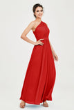 One Shoulder Chiffon Bridesmaid Dress Floor Length Ruched A Line Formal Evening Prom Gowns