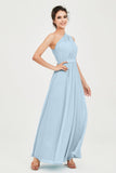 One Shoulder Chiffon Bridesmaid Dress Floor Length Ruched A Line Formal Evening Prom Gowns