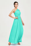 One Shoulder Chiffon Bridesmaid Dress Floor Length Ruched A Line Formal Evening Prom Gowns