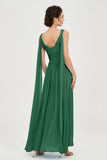 V Neck Chiffon Bridesmaid Dresses Pleated Ruched A Line Formal Evening Dress Gowns