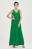 V Neck Chiffon Bridesmaid Dresses Pleated Ruched A Line Formal Evening Dress Gowns