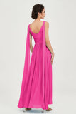 V Neck Chiffon Bridesmaid Dresses Pleated Ruched A Line Formal Evening Dress Gowns