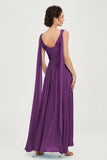 V Neck Chiffon Bridesmaid Dresses Pleated Ruched A Line Formal Evening Dress Gowns