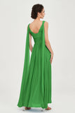 V Neck Chiffon Bridesmaid Dresses Pleated Ruched A Line Formal Evening Dress Gowns