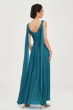 V Neck Chiffon Bridesmaid Dresses Pleated Ruched A Line Formal Evening Dress Gowns