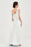 V Neck Chiffon Bridesmaid Dresses Pleated Ruched A Line Formal Evening Dress Gowns