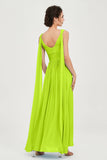 V Neck Chiffon Bridesmaid Dresses Pleated Ruched A Line Formal Evening Dress Gowns