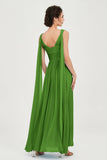 V Neck Chiffon Bridesmaid Dresses Pleated Ruched A Line Formal Evening Dress Gowns
