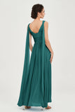 V Neck Chiffon Bridesmaid Dresses Pleated Ruched A Line Formal Evening Dress Gowns