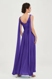 V Neck Chiffon Bridesmaid Dresses Pleated Ruched A Line Formal Evening Dress Gowns