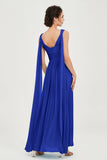 V Neck Chiffon Bridesmaid Dresses Pleated Ruched A Line Formal Evening Dress Gowns