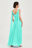 V Neck Chiffon Bridesmaid Dresses Pleated Ruched A Line Formal Evening Dress Gowns