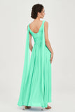 V Neck Chiffon Bridesmaid Dresses Pleated Ruched A Line Formal Evening Dress Gowns