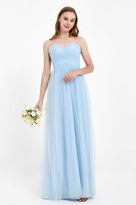 Sweetheart Tulle Prom Evening Dresses Pleated A Line Wedding Prom Party Dress