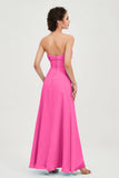 Strapless Long Bridesmaid Dresses Chiffon Strapless Sleeveless Formal Evening Dress Gowns
