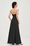 Strapless Long Bridesmaid Dresses Chiffon Strapless Sleeveless Formal Evening Dress Gowns