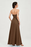Strapless Long Bridesmaid Dresses Chiffon Strapless Sleeveless Formal Evening Dress Gowns