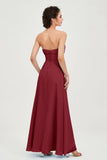 Strapless Long Bridesmaid Dresses Chiffon Strapless Sleeveless Formal Evening Dress Gowns