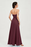 Strapless Long Bridesmaid Dresses Chiffon Strapless Sleeveless Formal Evening Dress Gowns