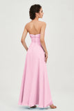 Strapless Long Bridesmaid Dresses Chiffon Strapless Sleeveless Formal Evening Dress Gowns