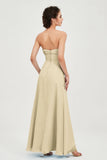 Strapless Long Bridesmaid Dresses Chiffon Strapless Sleeveless Formal Evening Dress Gowns