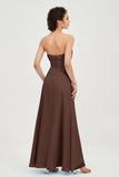 Strapless Long Bridesmaid Dresses Chiffon Strapless Sleeveless Formal Evening Dress Gowns