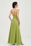 Strapless Long Bridesmaid Dresses Chiffon Strapless Sleeveless Formal Evening Dress Gowns
