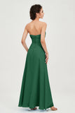 Strapless Long Bridesmaid Dresses Chiffon Strapless Sleeveless Formal Evening Dress Gowns