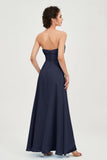Strapless Long Bridesmaid Dresses Chiffon Strapless Sleeveless Formal Evening Dress Gowns