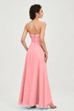 Strapless Long Bridesmaid Dresses Chiffon Strapless Sleeveless Formal Evening Dress Gowns