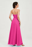 Strapless Long Bridesmaid Dresses Chiffon Strapless Sleeveless Formal Evening Dress Gowns