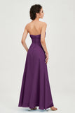 Strapless Long Bridesmaid Dresses Chiffon Strapless Sleeveless Formal Evening Dress Gowns