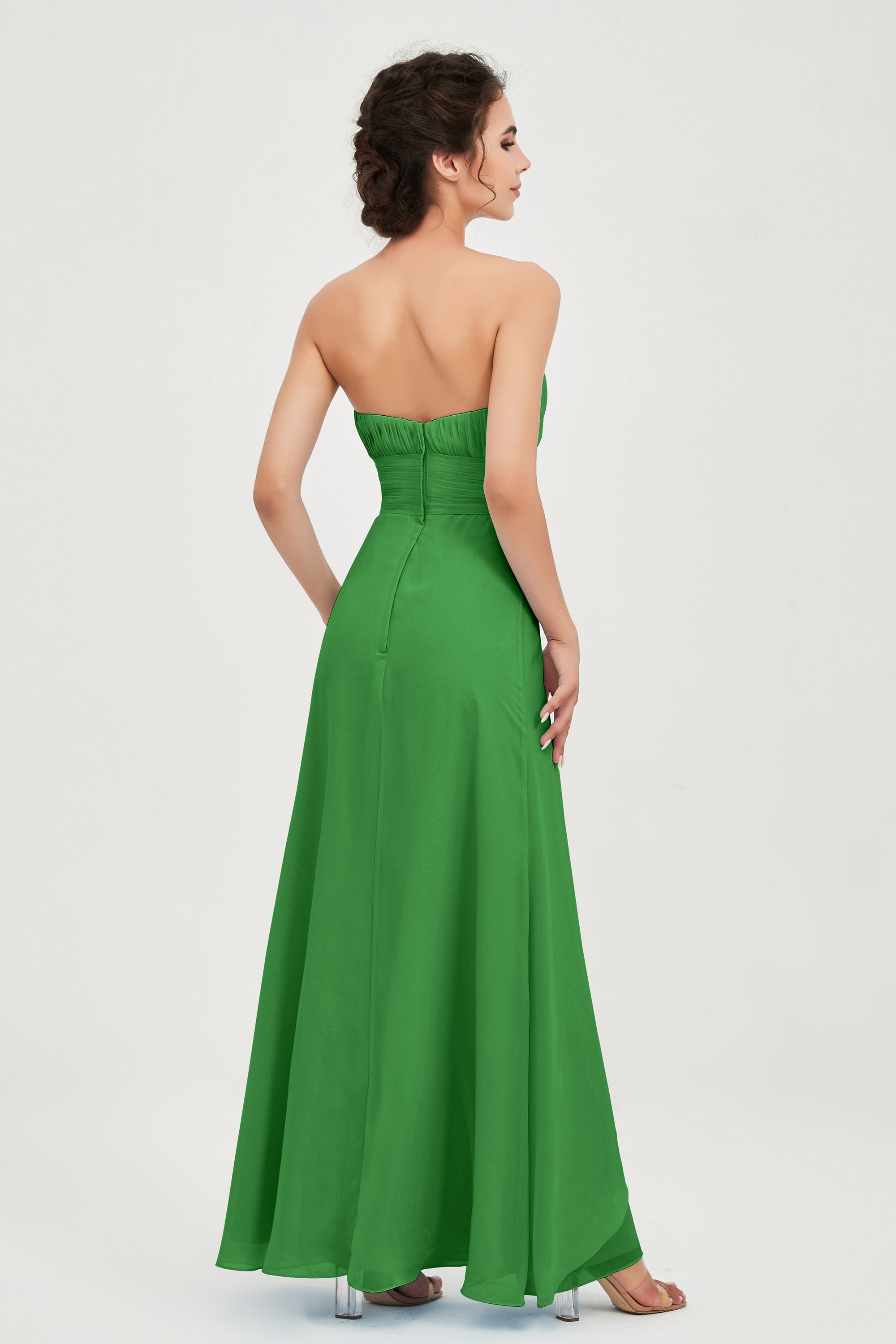 Strapless Long Bridesmaid Dresses Chiffon Strapless Sleeveless Formal Evening Dress Gowns